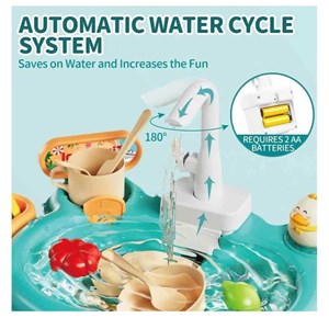 اسباب بازی سینک ظرفشویی و سرسره ماهی آبی Dream Play Pool 2 in 1_اسباب بازی لوازم خانگی